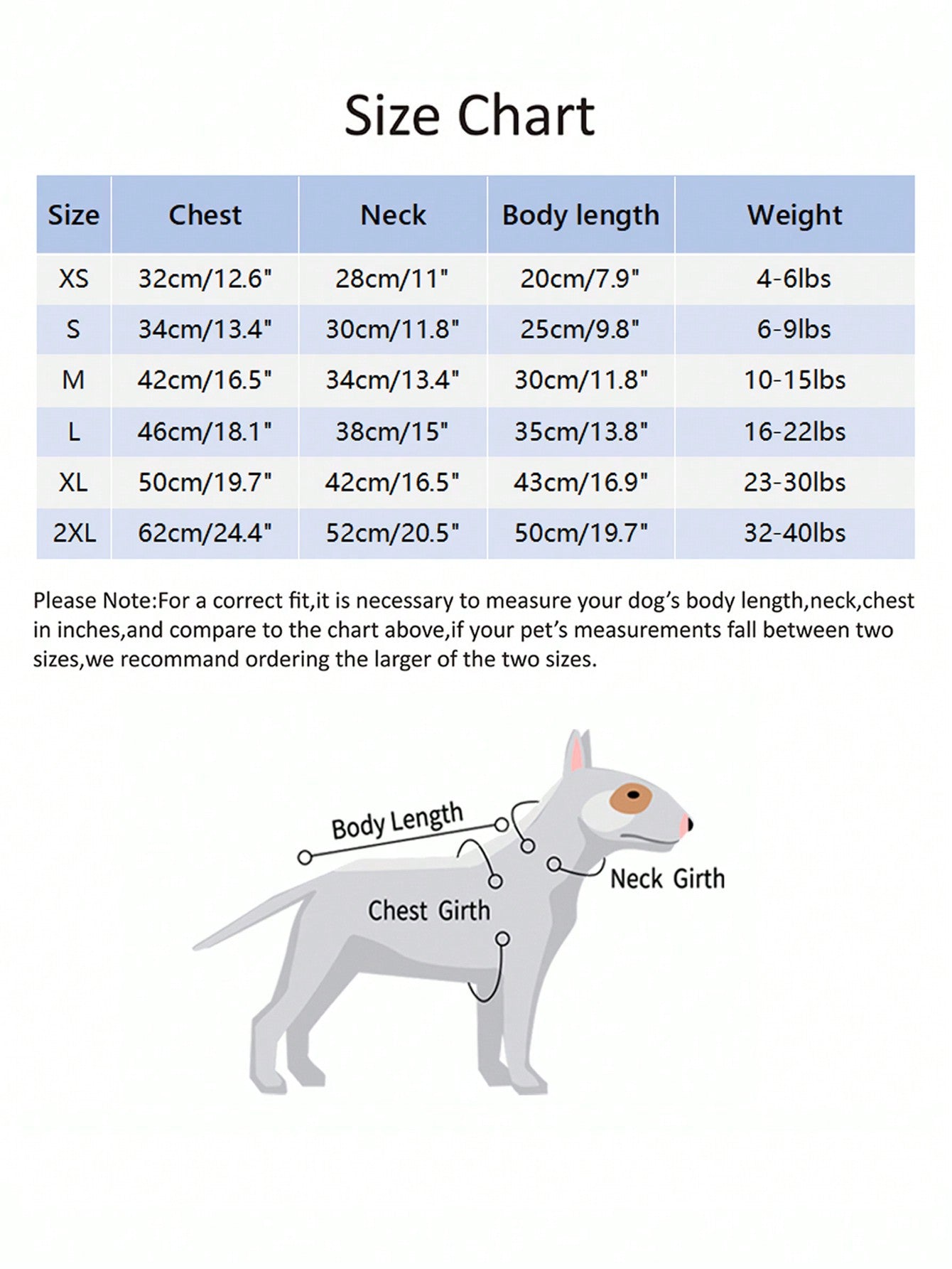 Open knit sweater Size Chart