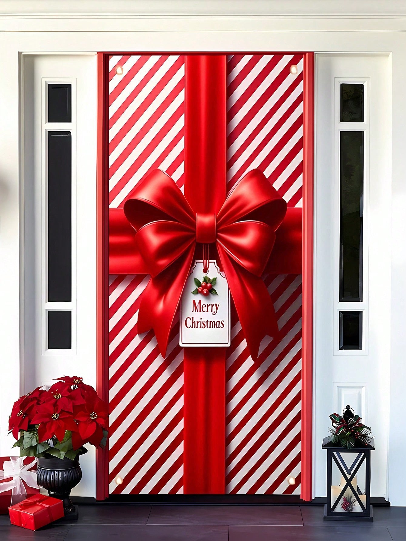 christmas front door decor red