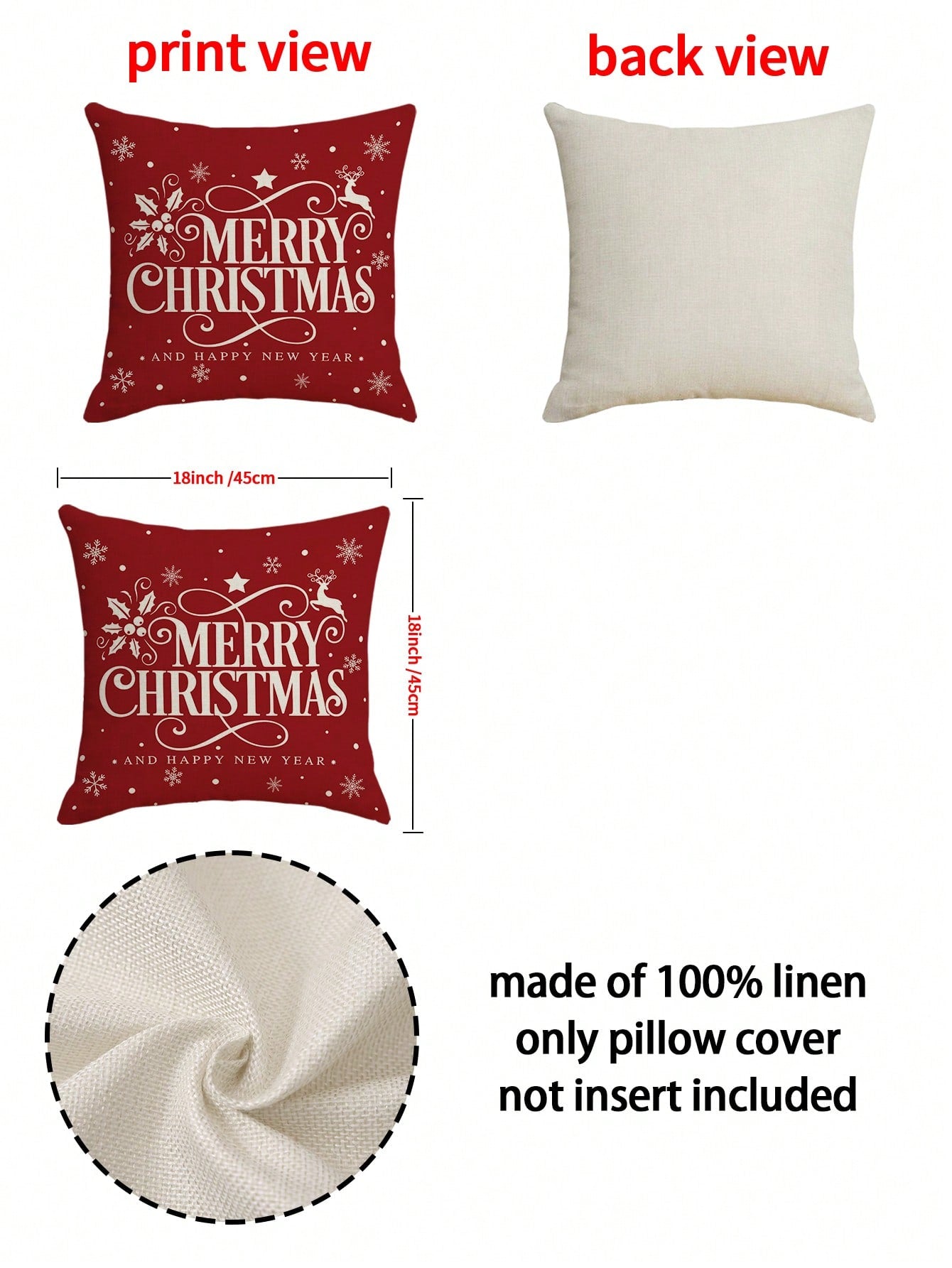 22x22 pillow cover christmas Size and view