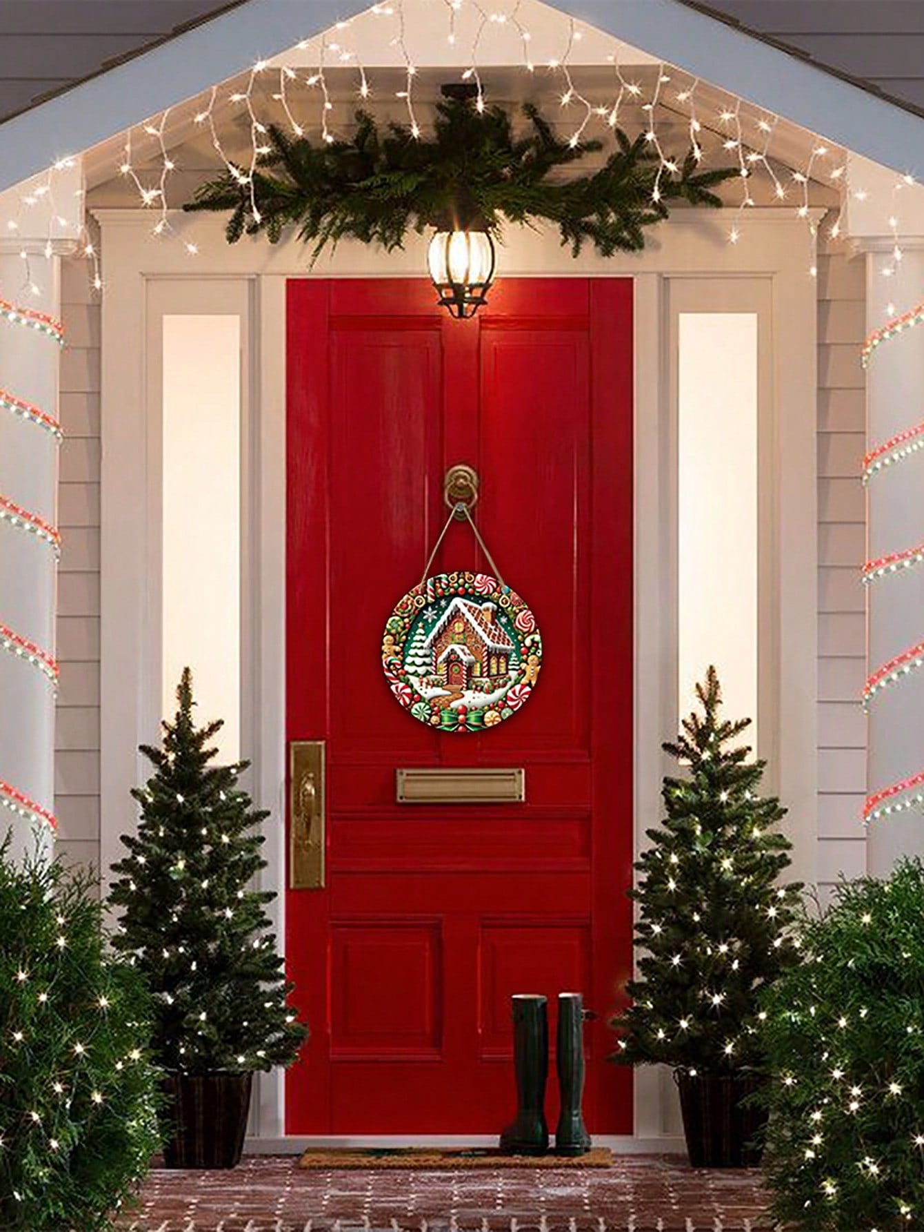 door with christmas wreath​

