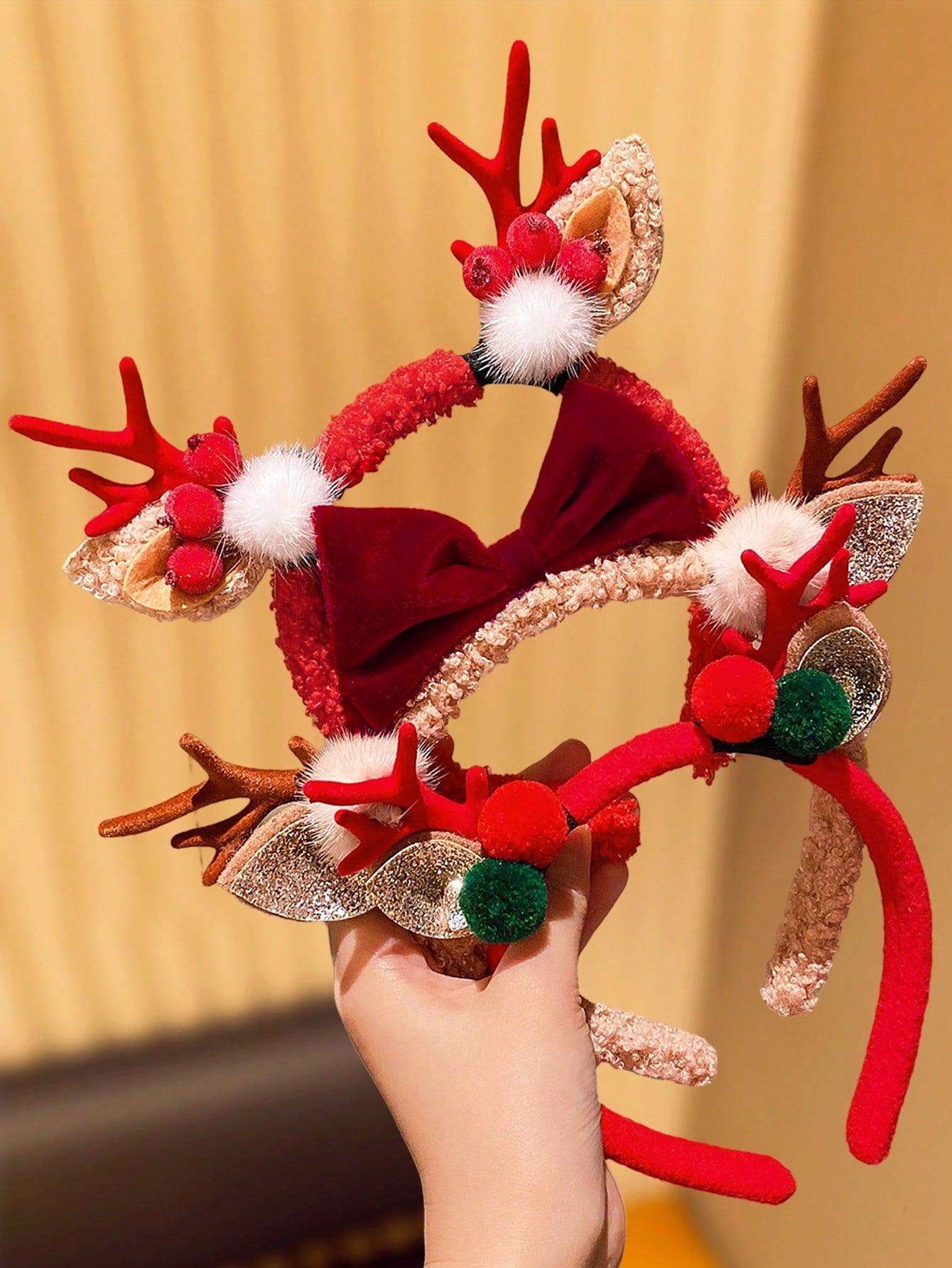 Reindeer antlers headband red