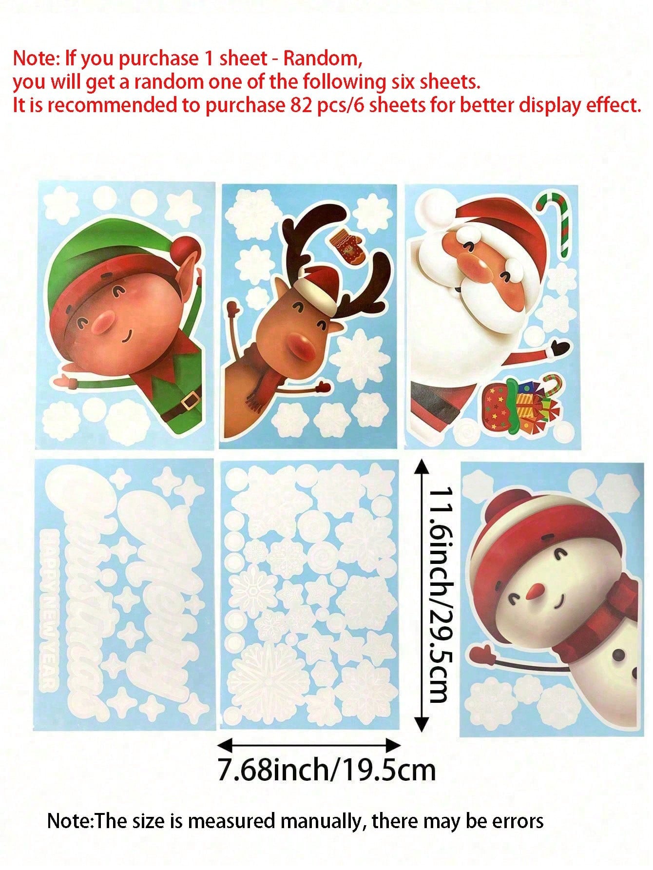 christmas window stickers​ Size