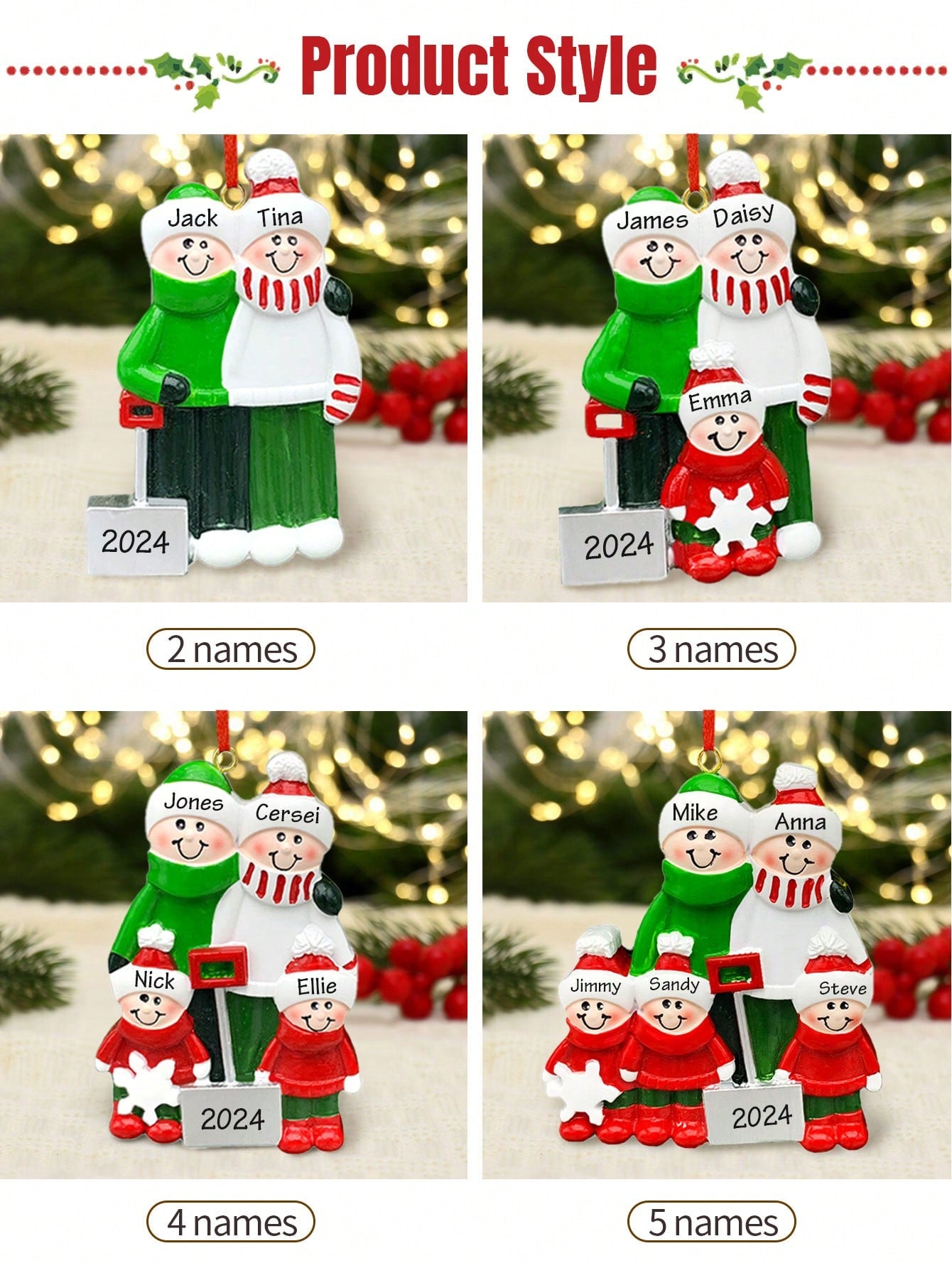 Personalized Family Christmas Ornaments  