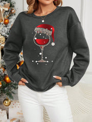 Merry Christmas Crew Neck Sweatshirt For Women grey