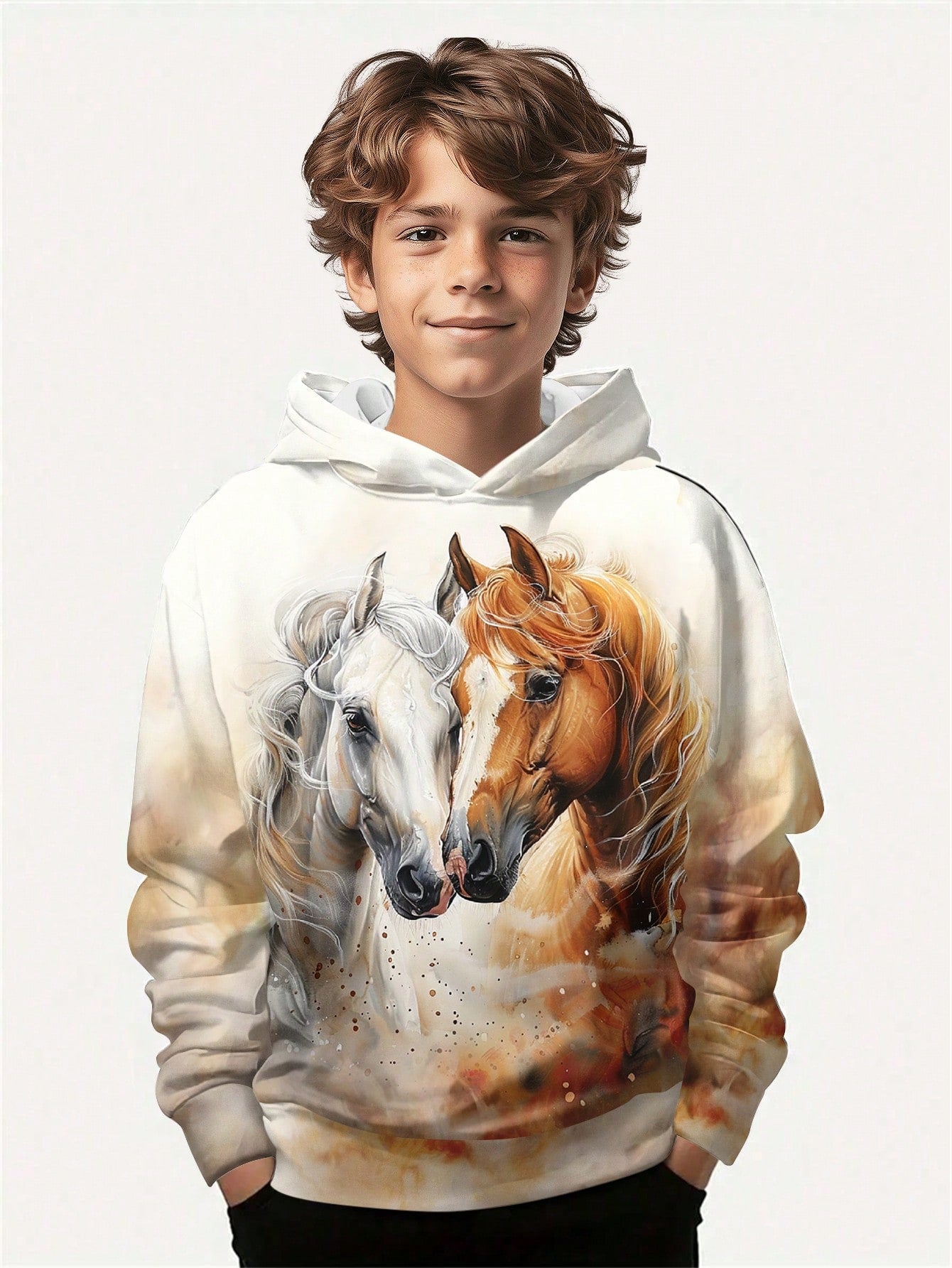 Cartoon hoodies White hourse