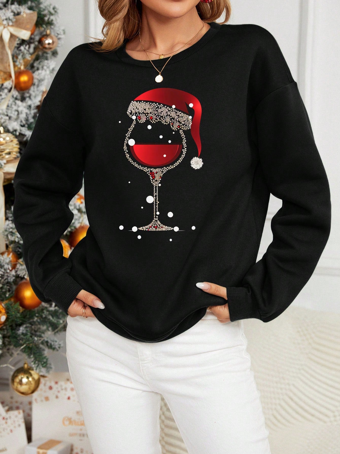 Black crew neck sweatshirt