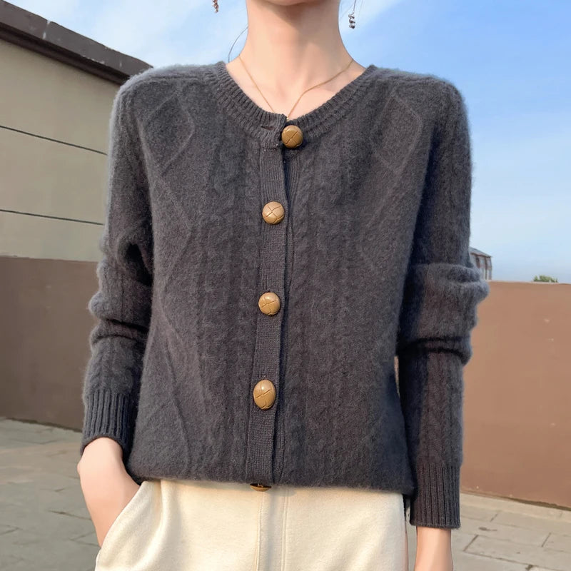 Merino Wool Cardigan Sweater Women