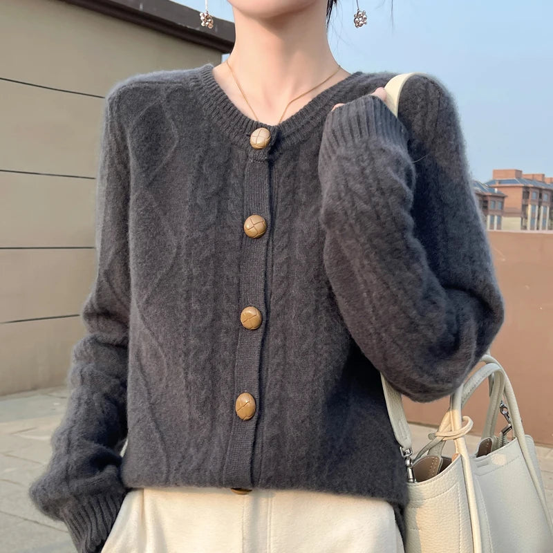 Merino Wool Cardigan Sweater Women