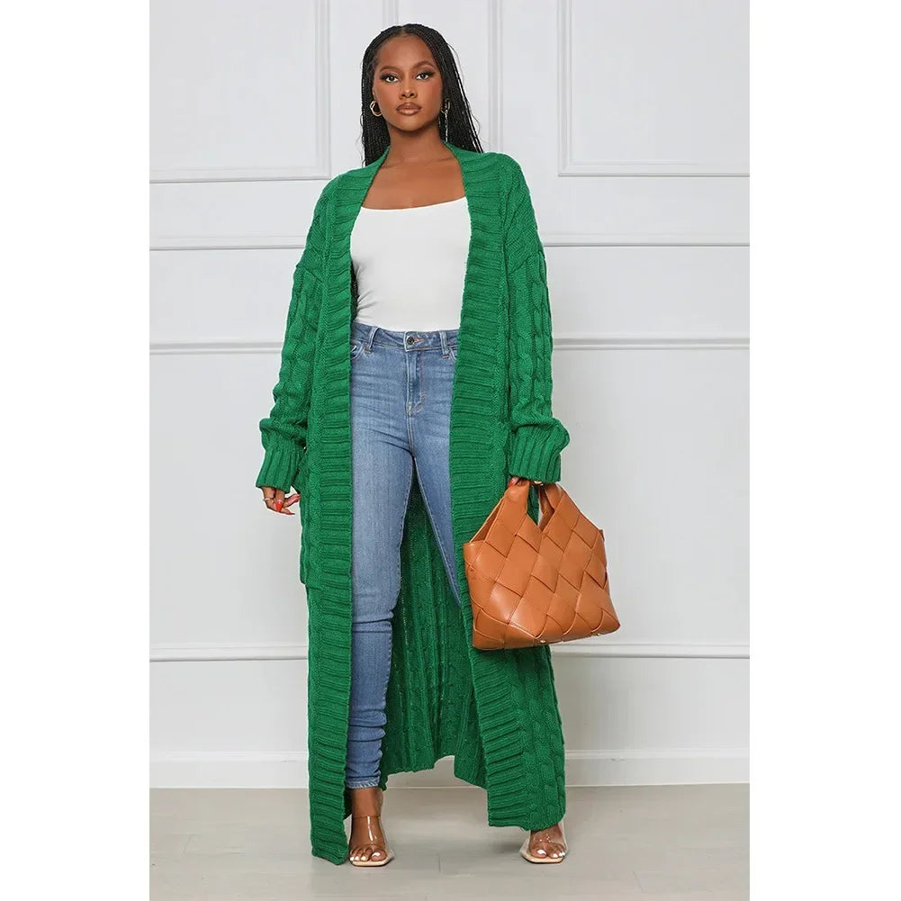 Green  Long Sleeve Cardigan