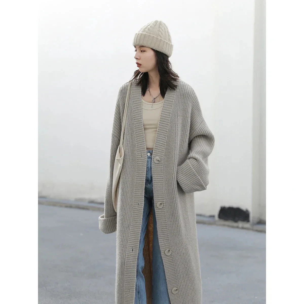 long grey coat