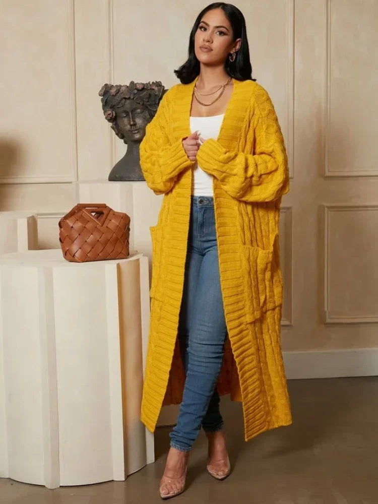 Yellow  Long Sleeve Cardigan
