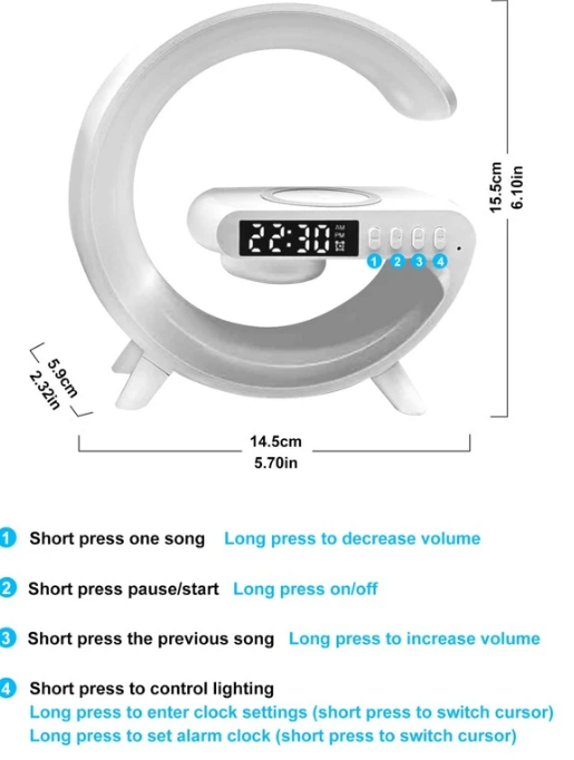 Wireless Speaker With Ambient Light, Wireless Charging, Night Light