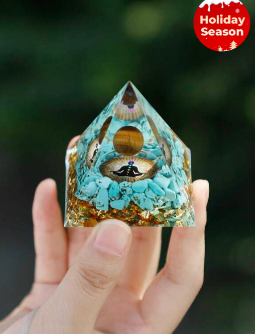 A Tai Chi pattern designed resin pyramid decorative ornament suitable