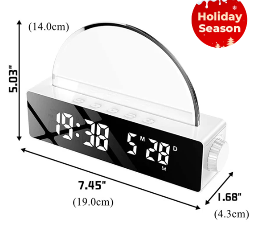 White Alarm Clock, 24H LED Digital Display Bedside Lamp, Wake Up Light