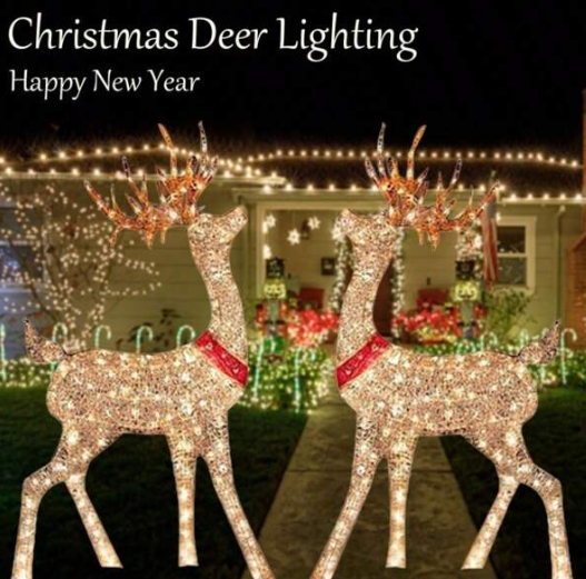 Lighted Christmas Deer Sleigh Outdoor Yard Decor