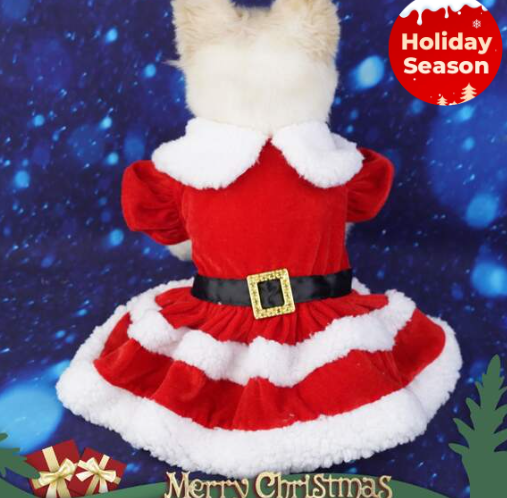 Christmas Pet Costume, Santa Claus Dress-up Clothes, Dog New Year Dress Skirt