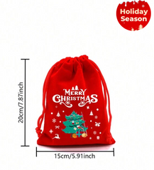 Christmas Corduroy Drawstring Bags