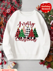 SHEIN LUNE Christmas Print Thermal Lined Sweatshirt