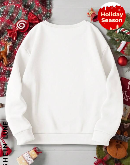 SHEIN LUNE Christmas Print Thermal Lined Sweatshirt