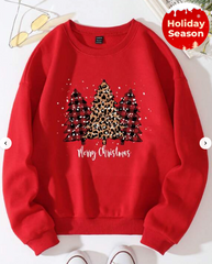 Christmas Tree & Slogan Graphic Thermal Lined Sweatshirt