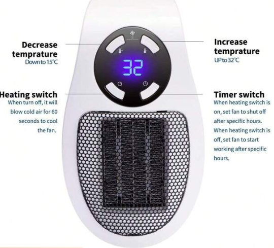 500W Smart Space Electric Fan Heater