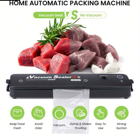 Automatic Vacuum Sealer with 10 Sealing Bags - One Button Operation for Food Air Sealing