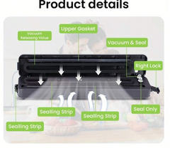 Automatic Vacuum Sealer with 10 Sealing Bags - One Button Operation for Food Air Sealing