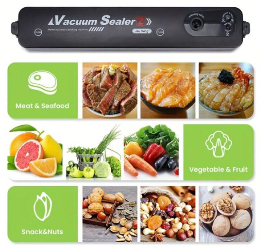 Automatic Vacuum Sealer with 10 Sealing Bags - One Button Operation for Food Air Sealing