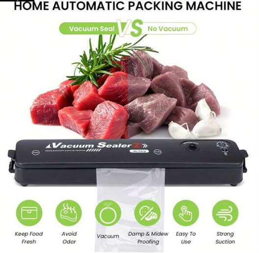 Automatic Vacuum Sealer with 10 Sealing Bags - One Button Operation for Food Air Sealing