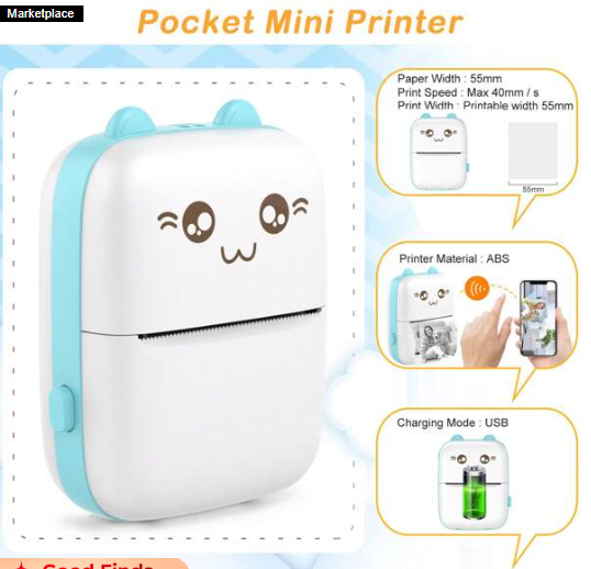 Mini pocket printer portable thermal printer for Android or IOS APP