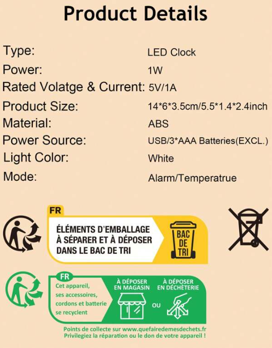 LED Electric Digital Alarm Clock, Plastic Mirror Surface Desktop Digital Clock