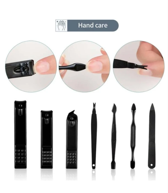 Classic Black Manicure Set Hand Feet Facial Stainless Steel Accessories