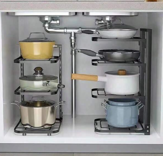 3-Iayer Kitchen Storage Rack Pot Rack Kitchen Organizer Sewer Storage Rack