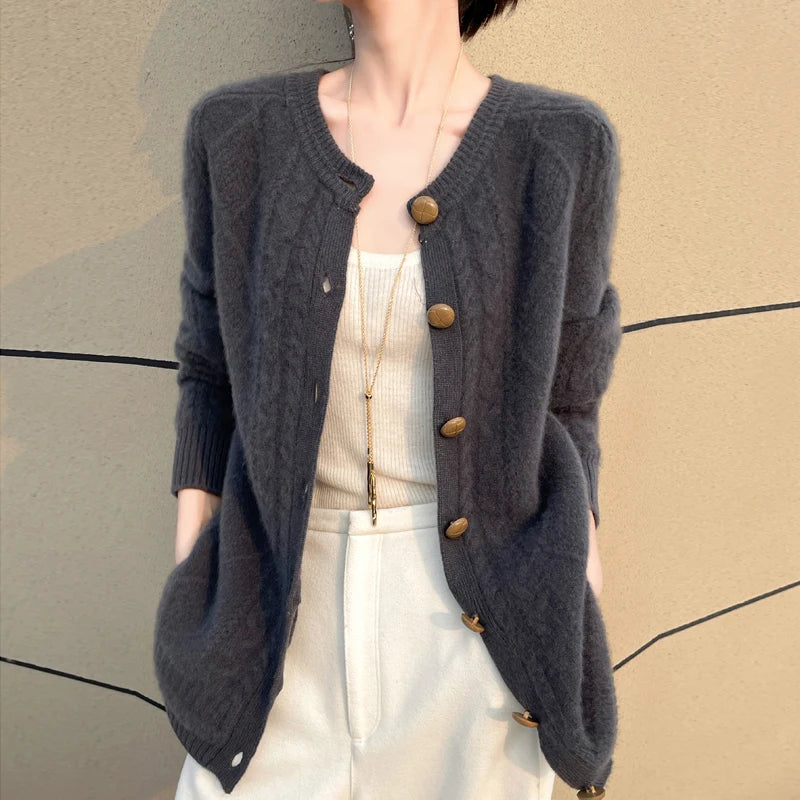 Merino Wool Cardigan Sweater Women